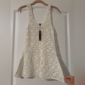 Crochet knit Top by Icy in white, BNWT, womens medium